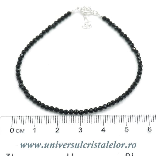 Bratara turmalina neagra rotund fatetat - 2,5mm