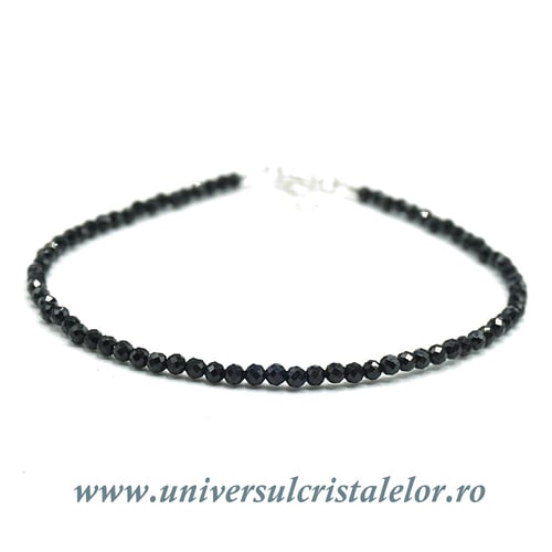 Bratara turmalina neagra rotund fatetat - 2,5mm