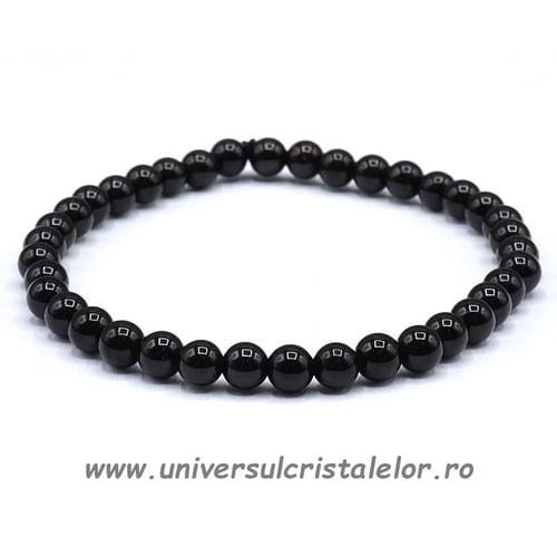 Bratara turmalina neagra rotund - 4 mm