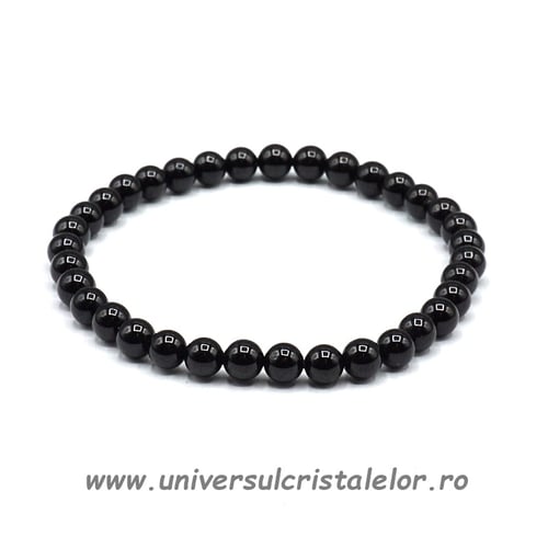 Bratara turmalina neagra rotund - 6 mm