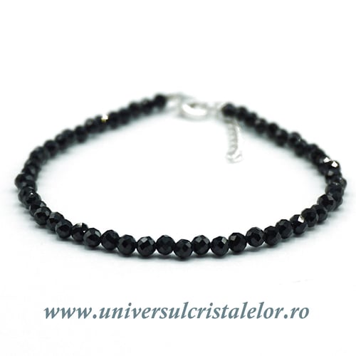 Bratara turmalina neagra rotund fatetat - 3.3 mm