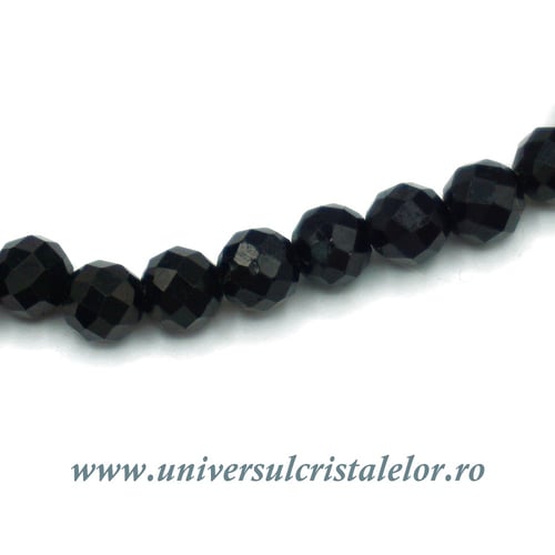 Bratara turmalina neagra rotund fatetat - 4 mm