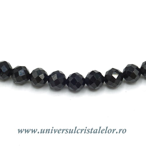 Colier turmalina neagra rotund fatetat - 4,7 mm