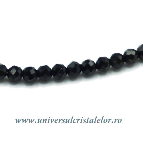 Colier turmalina neagra rotund fatetat - 2,5 mm