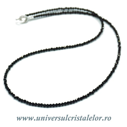Colier turmalina neagra rotund fatetat - 2,5 mm