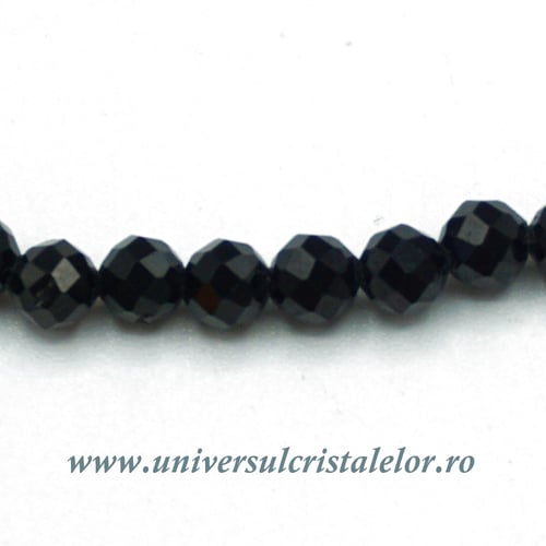 Colier turmalina neagra rotund fatetat - 3.4 mm