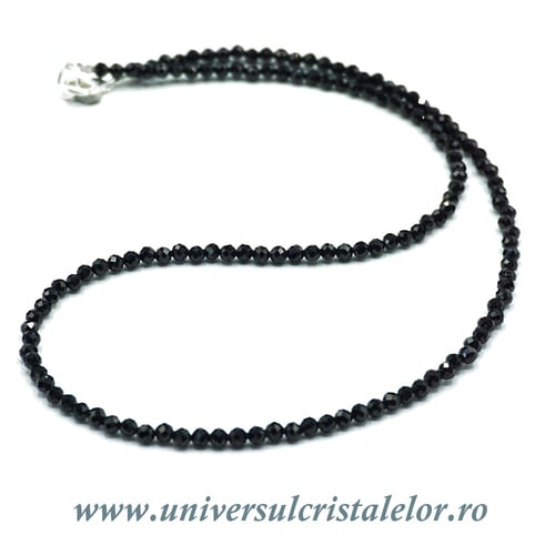 Colier turmalina neagra rotund fatetat - 3.4 mm