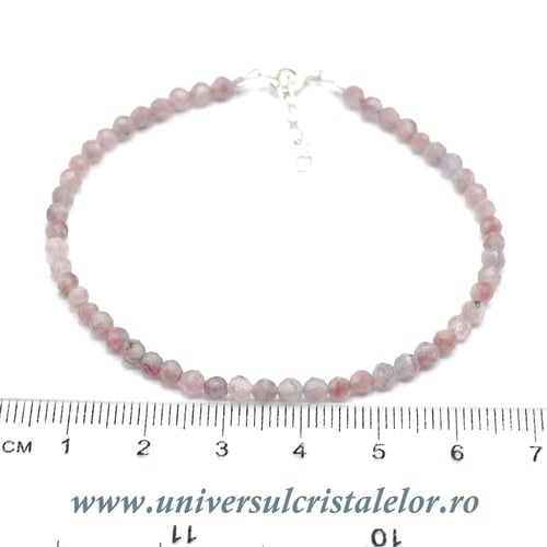 Bratara turmalina roz rotund fatetat - 3,5mm