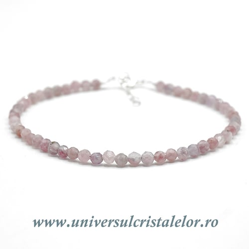Bratara turmalina roz rotund fatetat - 3,5mm