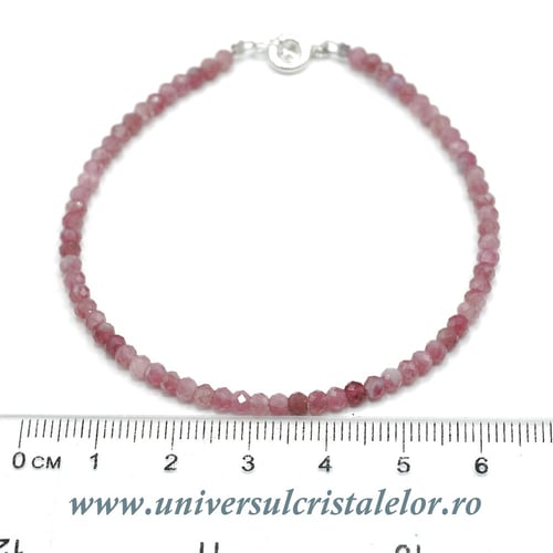 Bratara turmalina roz rotund fatetat - 3,2mm