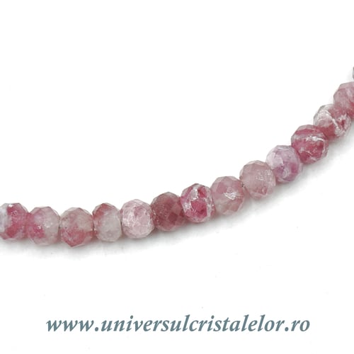 Bratara turmalina roz rotund fatetat - 3,5 mm