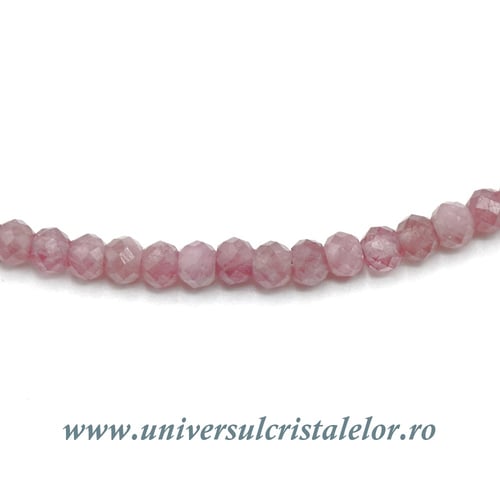 Colier turmalina roz rotund fatetat - 3,2mm