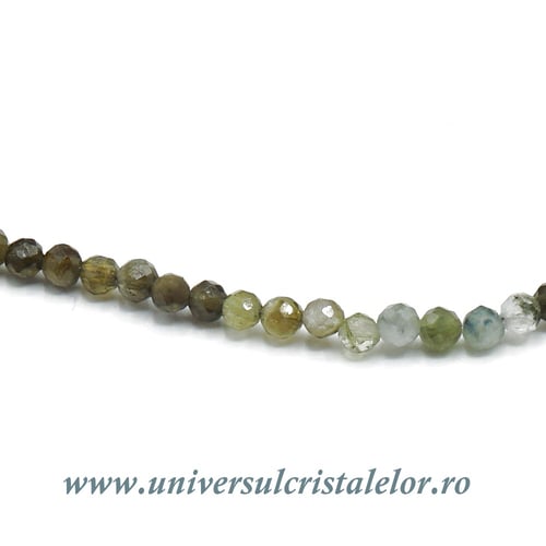 Colier turmalina verde rotund fatetat - 3mm