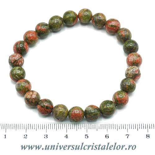 Bratara unakit rotund - 8 mm