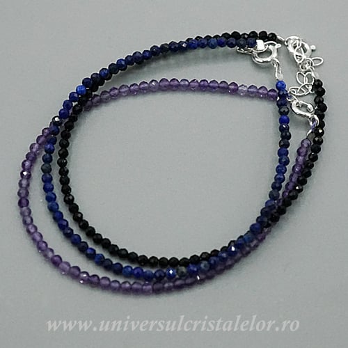Set 3 Brățări – Turmalină Neagră, Ametist și Lapis Lazuli
