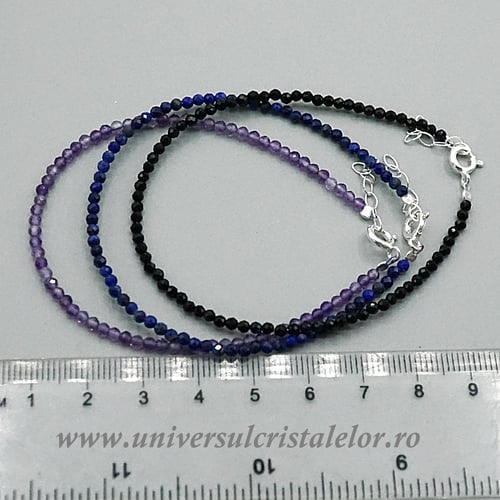 Set 3 Brățări – Turmalină Neagră, Ametist și Lapis Lazuli