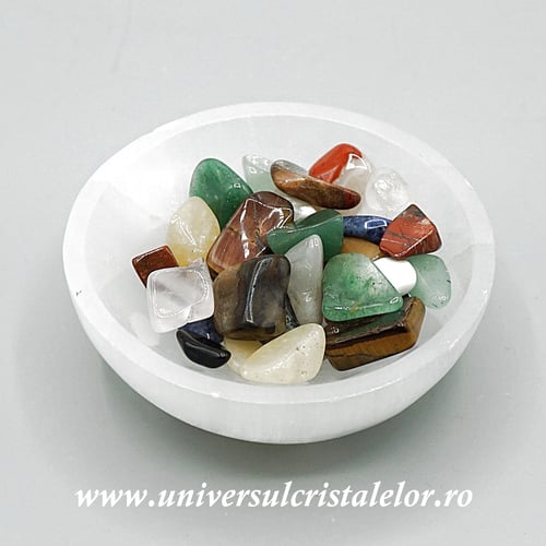 Bol selenit cu mixt pietre