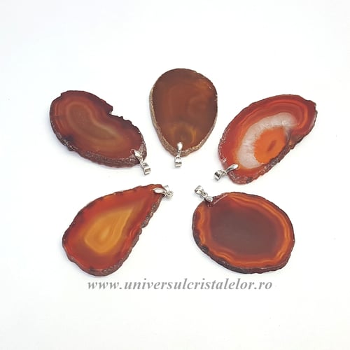 Pandantiv agat rosu felie