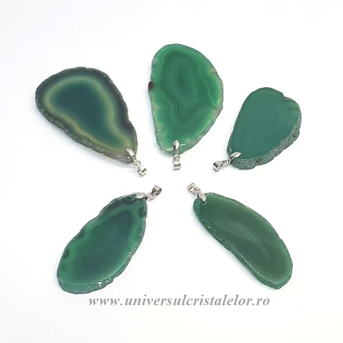 Pandantiv agat verde felie