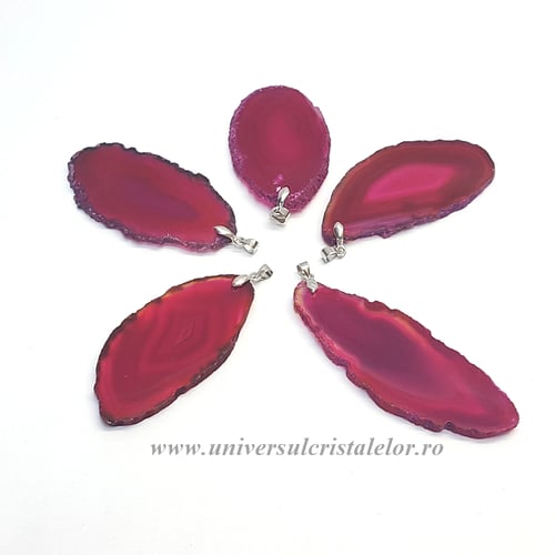 Pandantiv agat roz felie