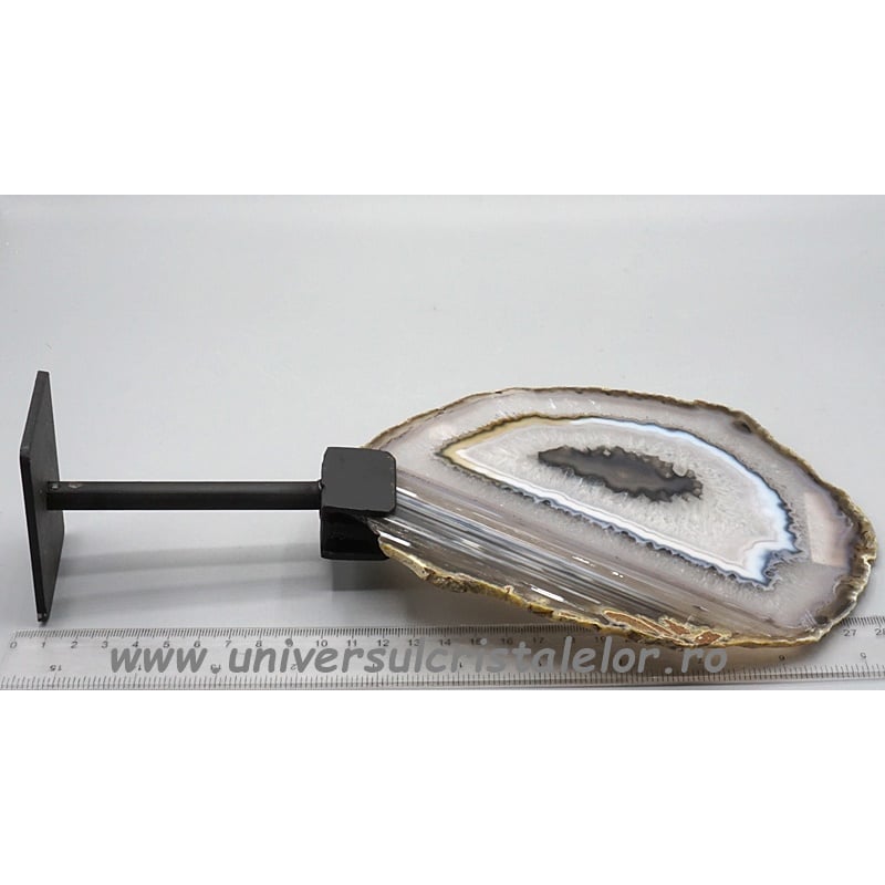 Felie agat natural pe suport de metal