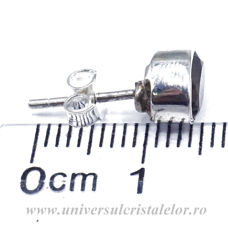 Cercei cuart fumuriu fatetati ovali