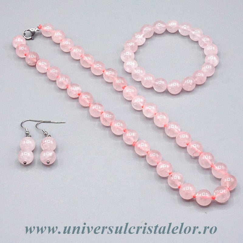Set bijuterii cuart roz
