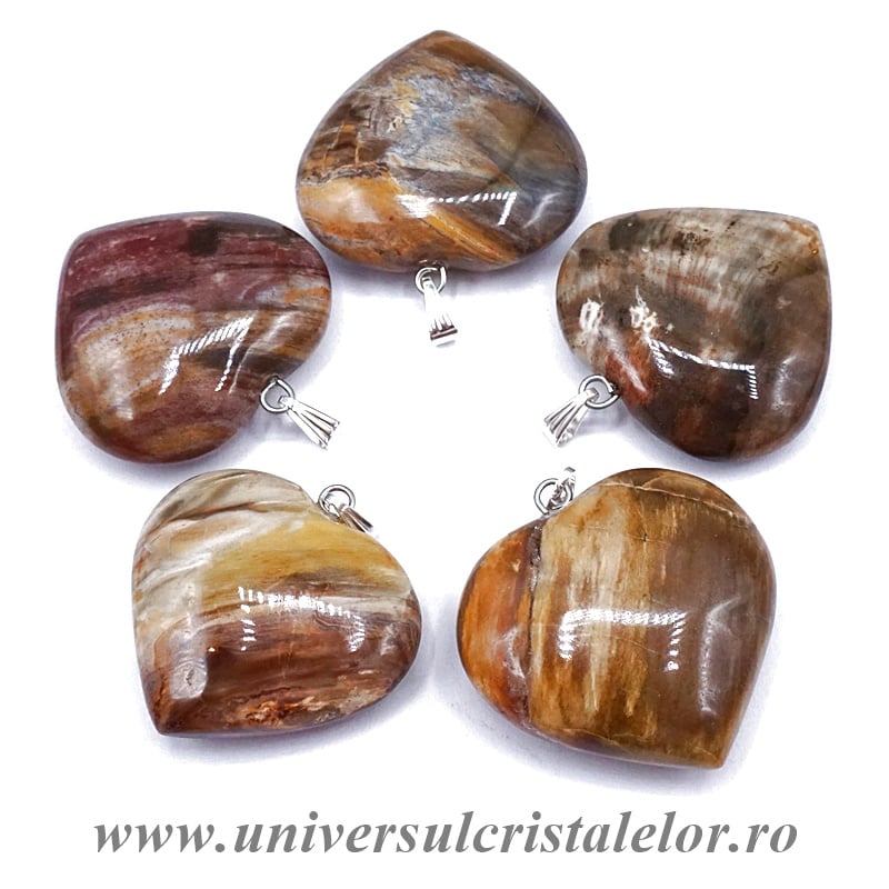 Pandantiv lemn pietrificat inima