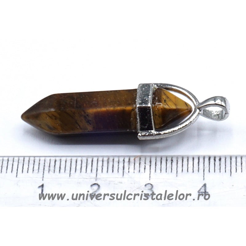 Pandantiv ochi de tigru dublu varf