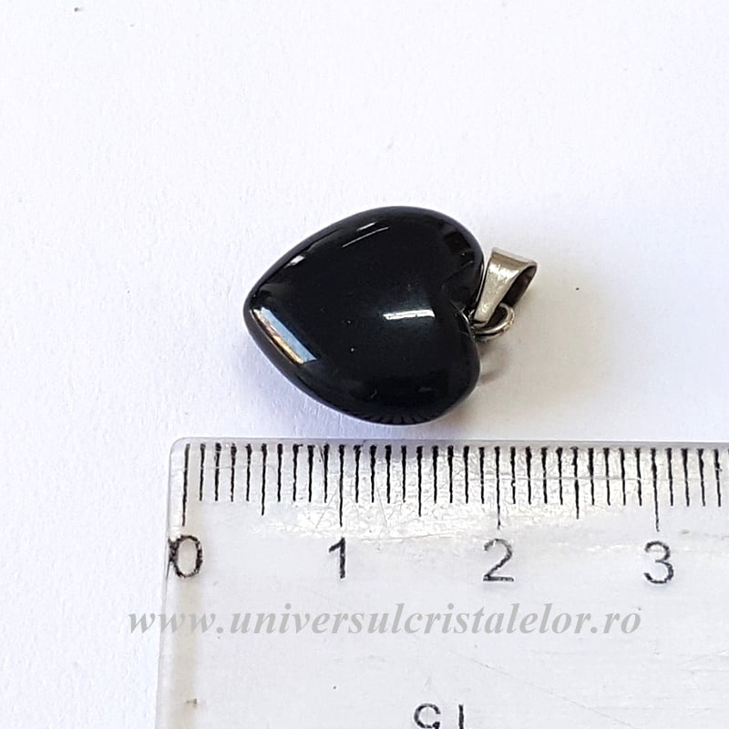Pandantiv obsidian negru inimioara