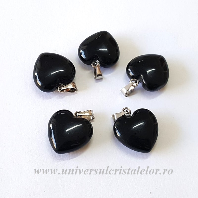 Pandantiv obsidian negru inimioara