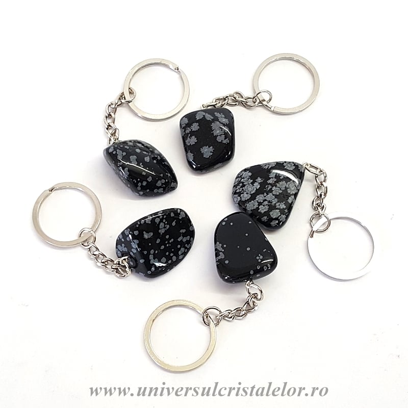 Breloc obsidian fulg de nea