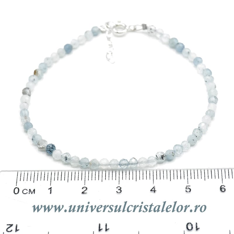 Bratara acvamarin rotund fatetat - 3,4mm