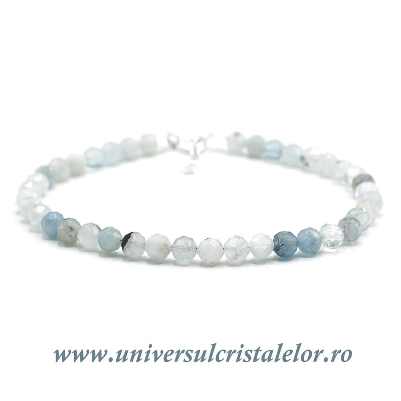 Bratara acvamarin rotund fatetat - 4,4mm