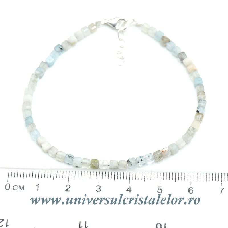 Bratara acvamarin cub fatetat - 3 mm