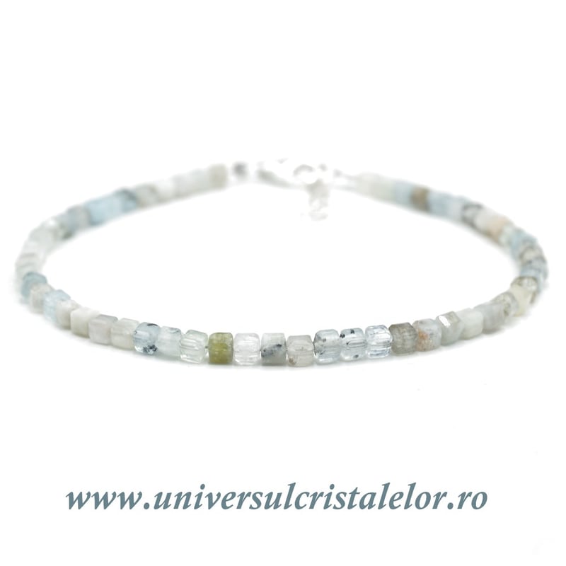 Bratara acvamarin cub fatetat - 3 mm