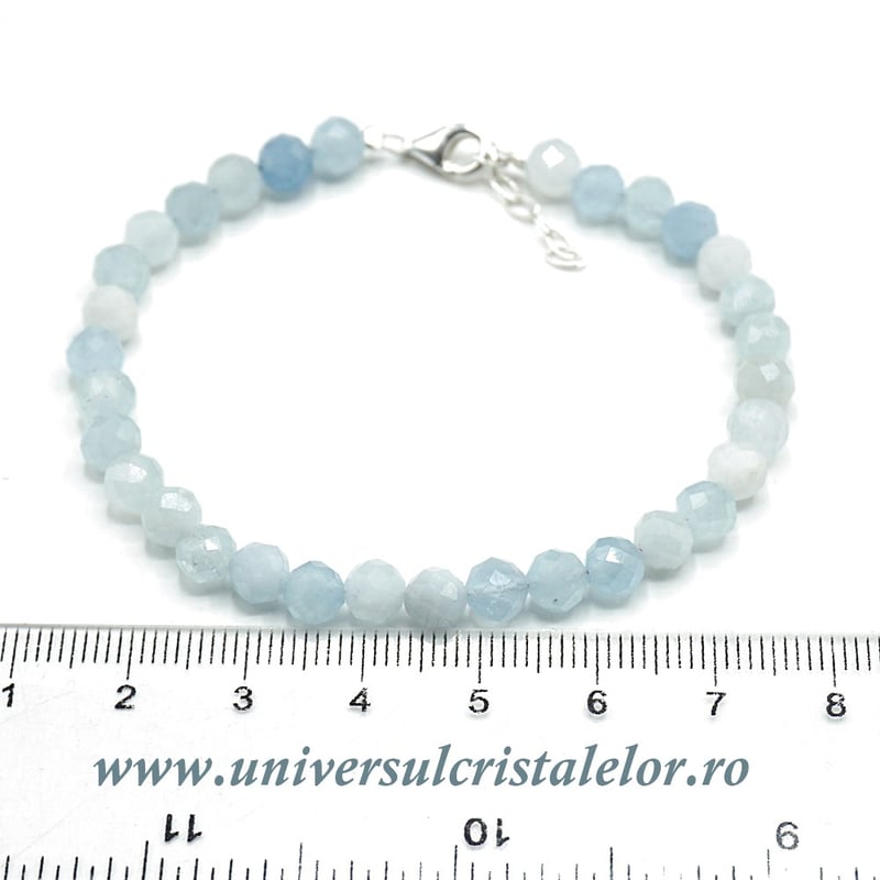 Bratara acvamarin rotund fatetat - 2,6mm