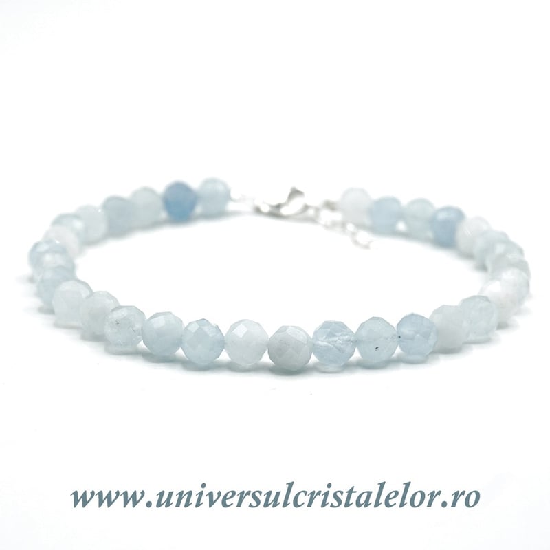 Bratara acvamarin rotund fatetat - 2,6mm
