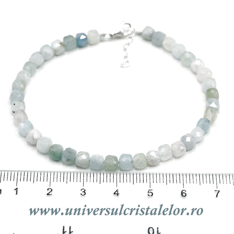 Bratara acvamarin cub fatetat - 4,7 mm