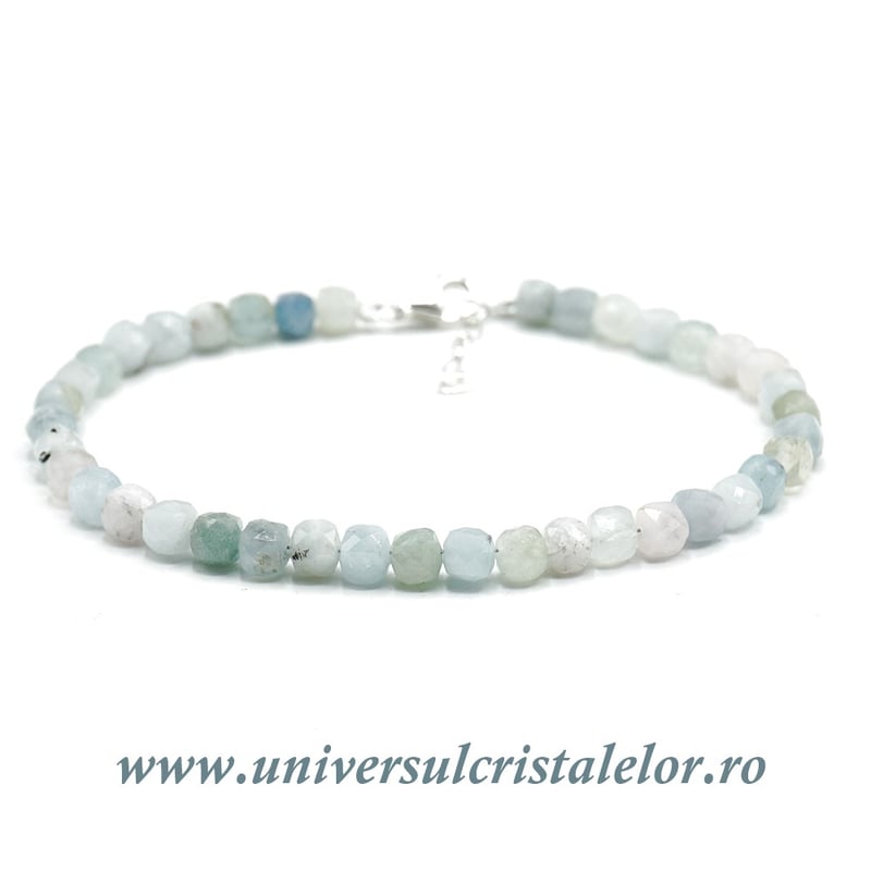 Bratara acvamarin cub fatetat - 4,7 mm