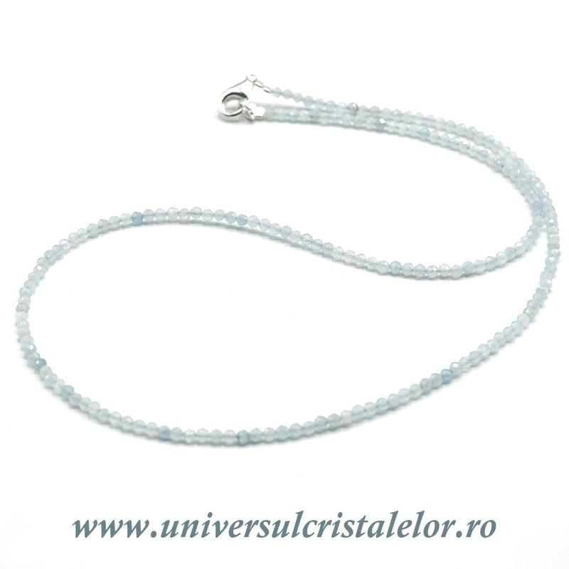 Colier acvamarin rotund fatetat - 2,6 mm