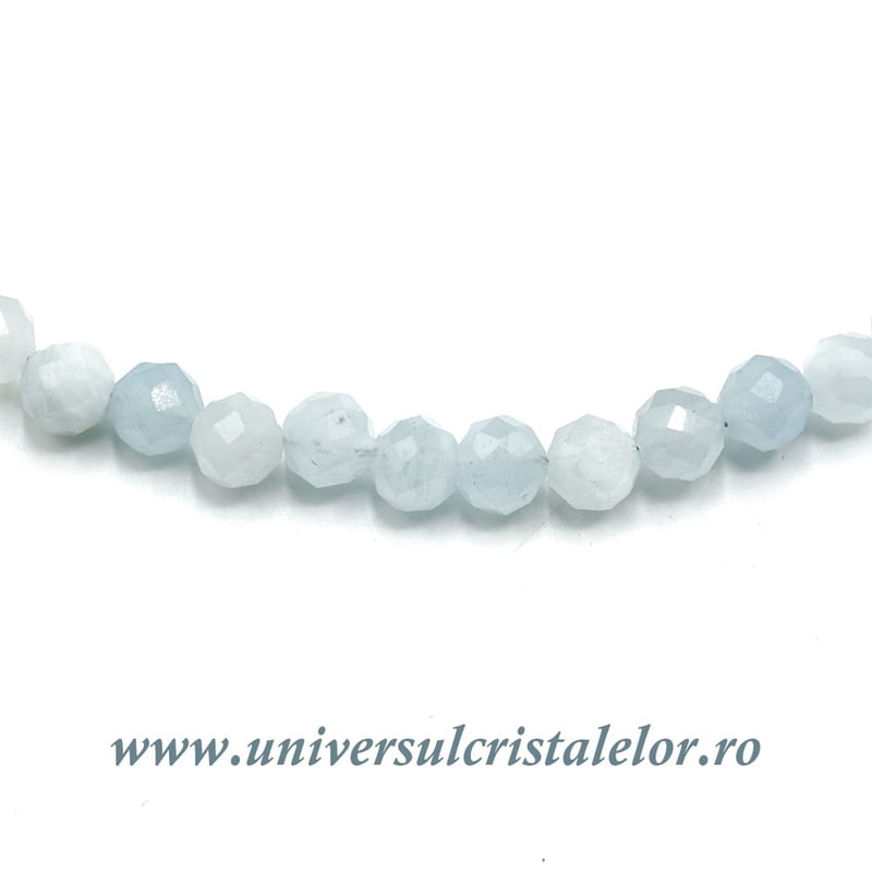 Colier acvamarin rotund fatetat - 5,6mm