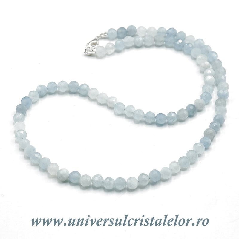 Colier acvamarin rotund fatetat - 5,6mm