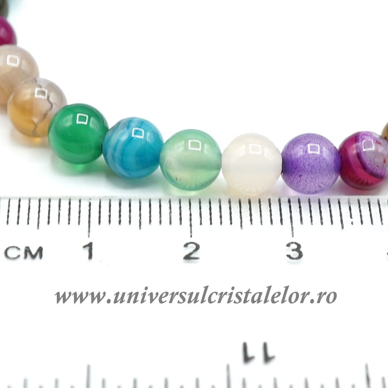 Bratara agat mixt rotund fatetat - 4 mm