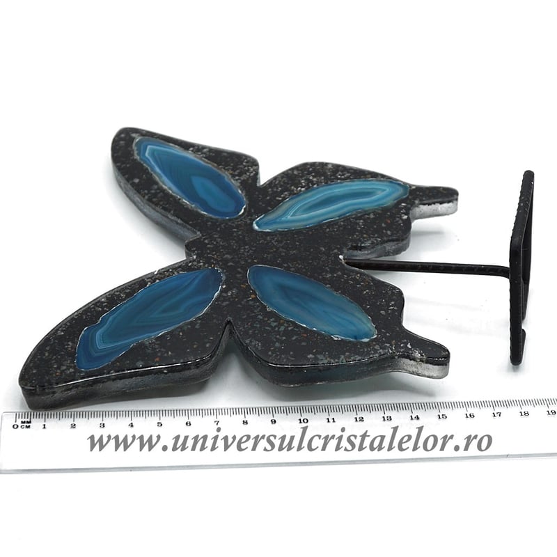 Fluture agat pe suport de metal unicat m08
