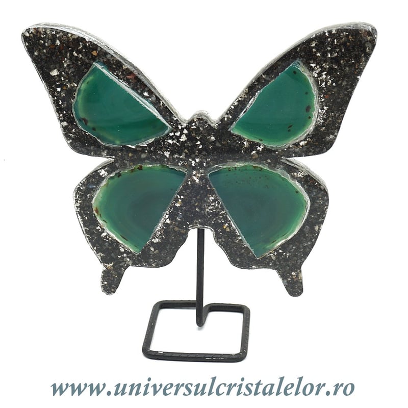 Fluture agat pe suport de metal