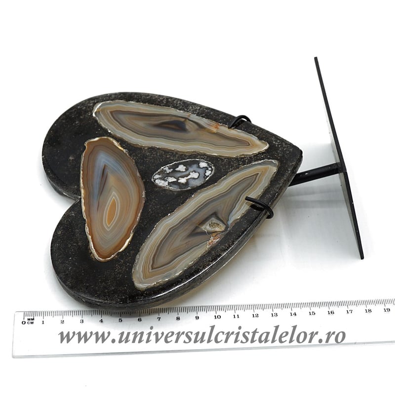 Inima agat pe suport de metal unicat m01