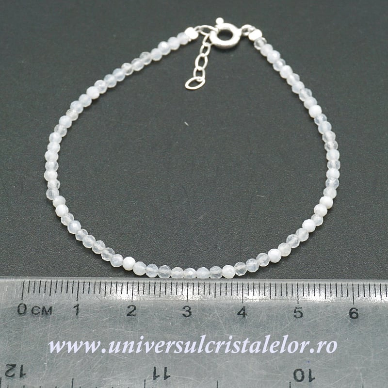 Bratara agat albastru dantela rotund fatetat - 2,5 mm