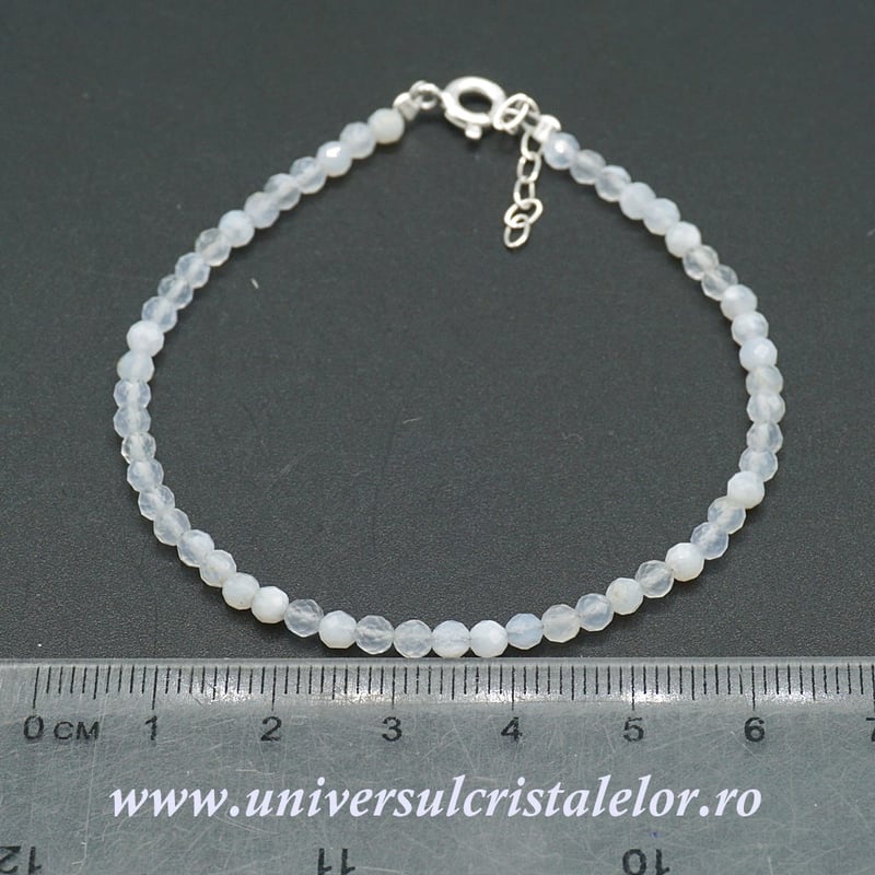 Bratara agat albastru dantela rotund fatetat - 3,3mm