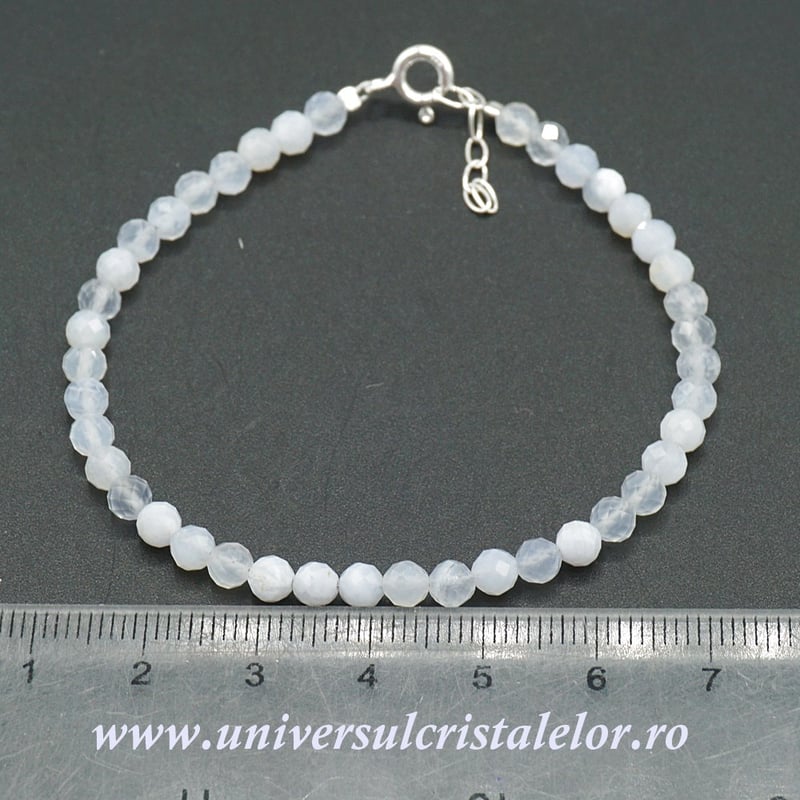 Bratara agat albastru dantela rotund fatetat - 4,2mm